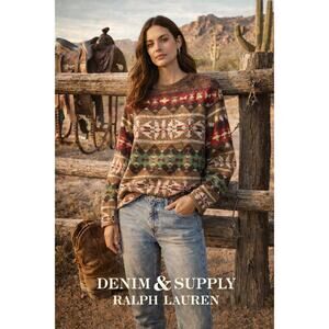 Ralph Lauren Denim & Supply Southwestern Ranchcore Sweater Aztec Western SP